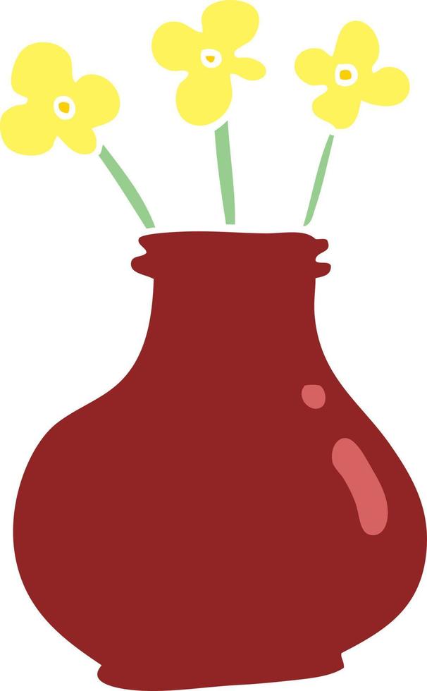 vase à fleurs de griffonnage de dessin animé vecteur