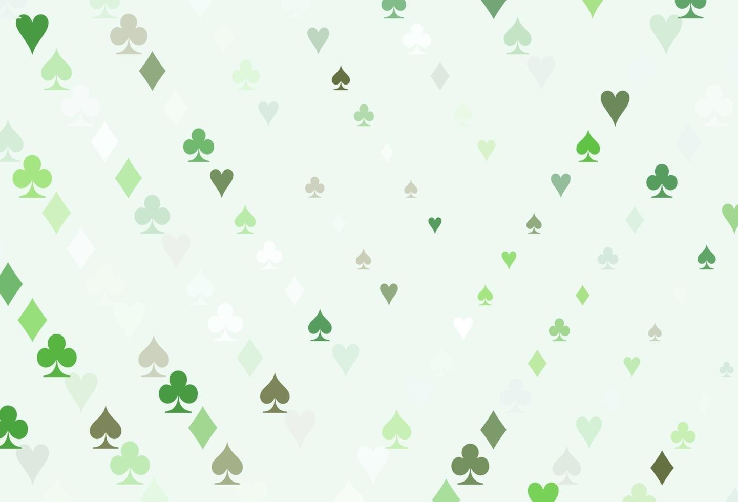 motif vectoriel vert clair avec symbole de cartes.