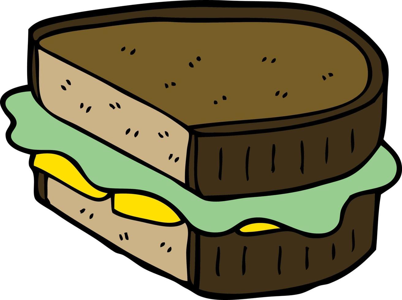 sandwich chargé de doodle de dessin animé vecteur