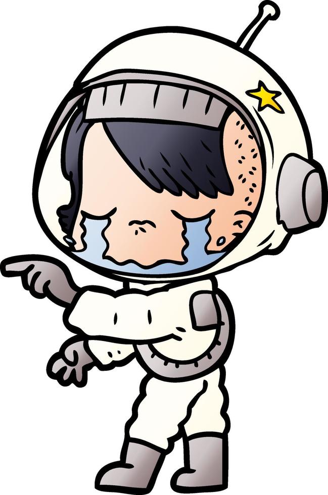 dessin animé fille astronaute qui pleure vecteur