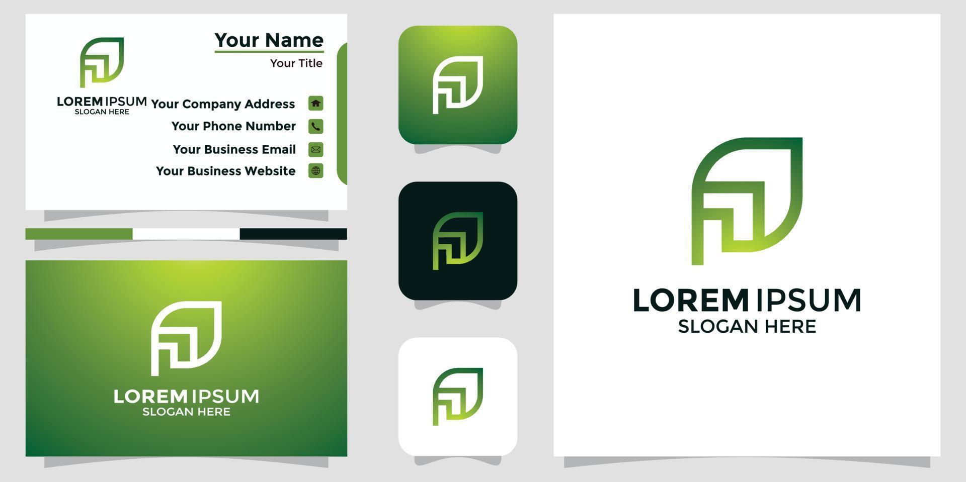 lettre p design logo et carte de marque vecteur