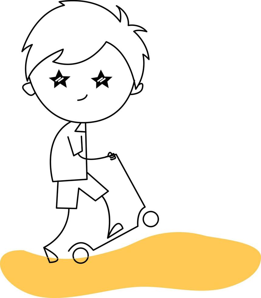 jolie illustration d'un enfant jouant un scooter vecteur