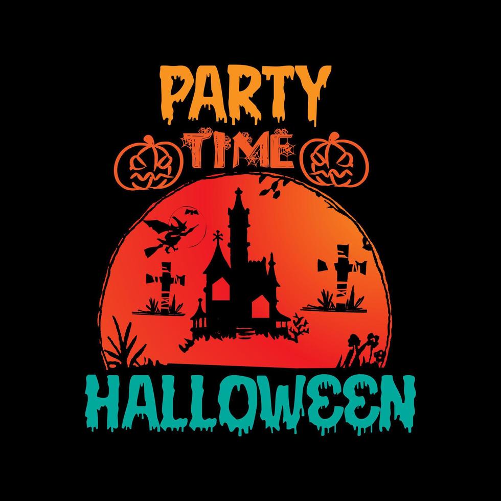 lettrage de typographie halloween à l'heure de la fête pour t-shirt vecteur