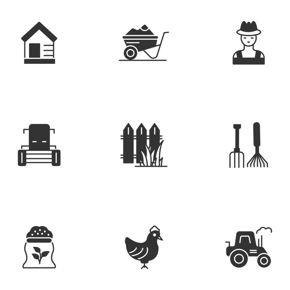 ensemble d'icônes de ferme et d'agriculture. ferme et agriculture pack symbole éléments vectoriels pour le web infographique vecteur