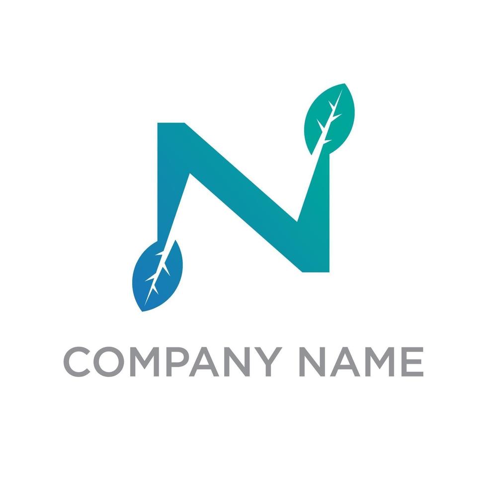 modèle de conception de logo lettre n nature avec fond blanc vecteur