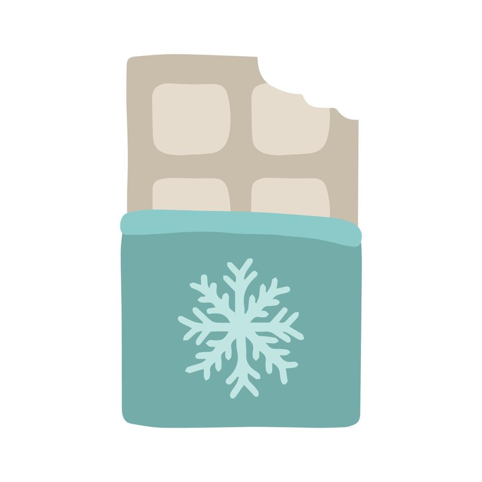 chocolat d'élément dessiné à la main avec flocon de neige pour les cartes de voeux, les affiches, les autocollants et le design saisonnier du nouvel an et de noël. vecteur
