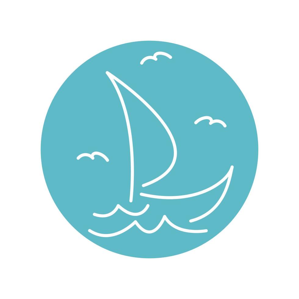 logo de bateau à voile simple, croisières quotidiennes, voyages en mer, logo-icône vectoriel