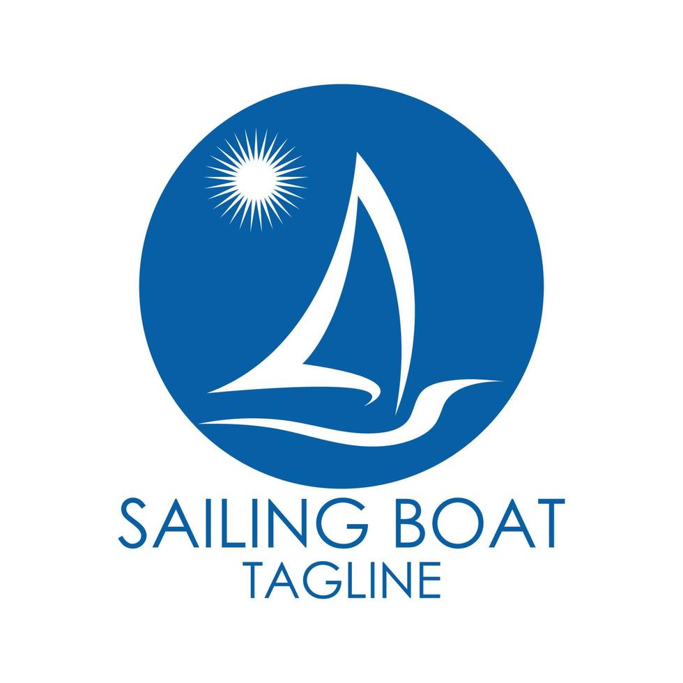 logo de bateau à voile simple, croisières quotidiennes, voyages en mer, logo-icône vectoriel