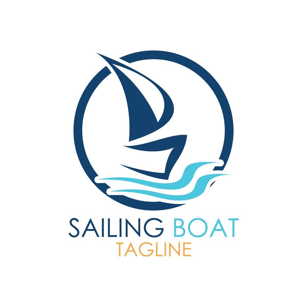 logo de bateau à voile simple, croisières quotidiennes, voyages en mer, logo-icône vectoriel