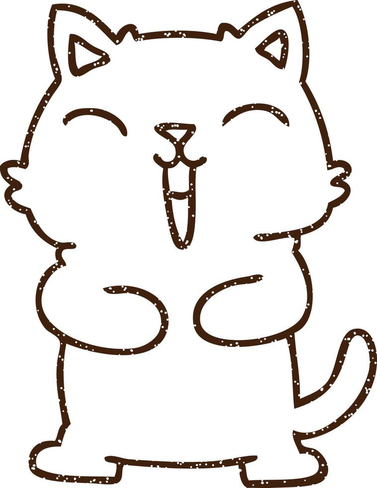 dessin au fusain de chat mignon vecteur