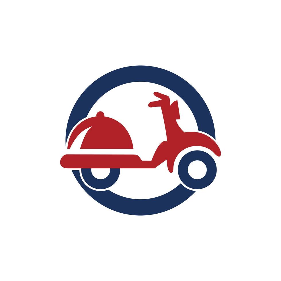 logo moderne de livraison de nourriture en scooter vecteur