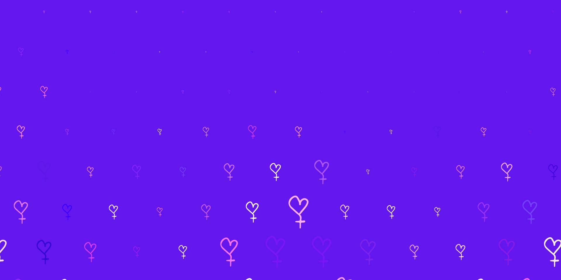texture vecteur violet clair avec des symboles des droits des femmes.