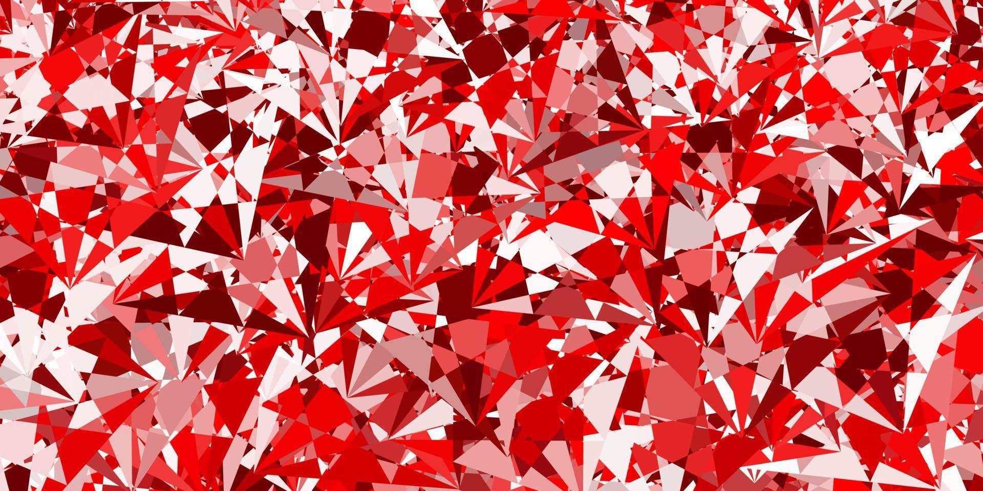toile de fond de vecteur rouge clair avec des triangles, des lignes.