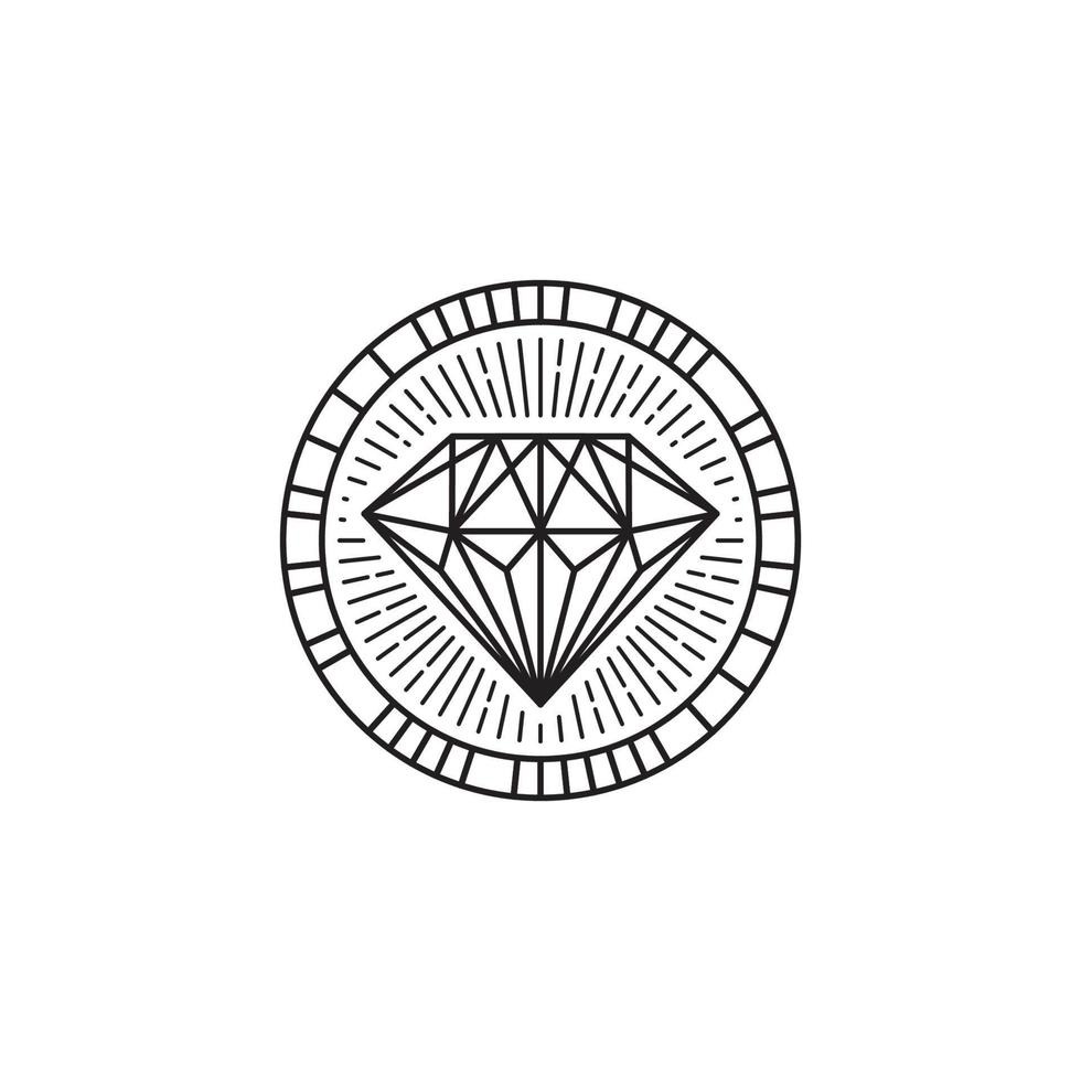 logo d'emblème de pierre de diamant créatif et modèle de conception d'icône. illustration vectorielle plane simple de cristal de beauté en verre étincelant, bijoux de pierres précieuses. dessin au trait minimaliste symbole de luxe. fond blanc. vecteur