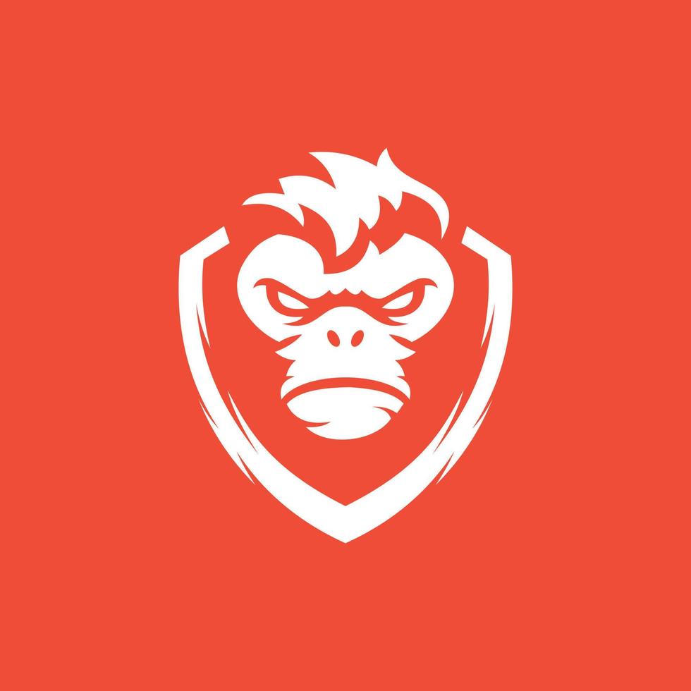 logo d'illustration d'animal de bouclier de singe vecteur