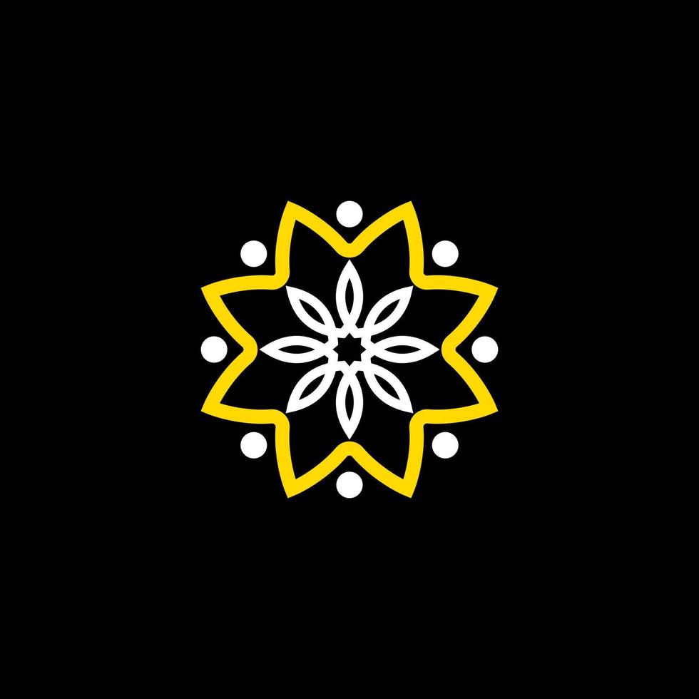 corps simple ou humain avec des feuilles comme une fleur autour du cercle image graphique icône logo design abstrait concept vecteur stock. peut être utilisé comme symbole lié aux personnes ou à la communauté