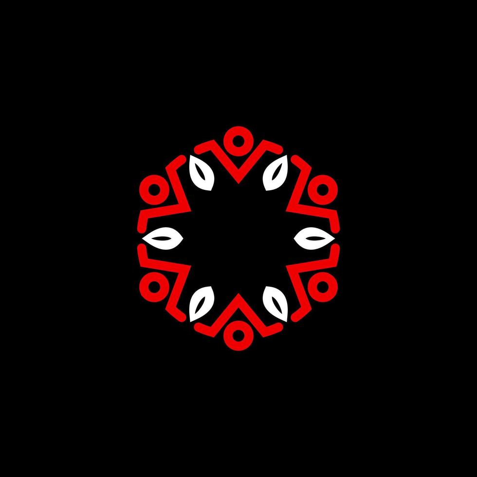 corps unique ou humain avec des feuilles autour du cercle image graphique icône logo design abstrait concept vecteur stock. peut être utilisé comme symbole lié aux personnes ou à la communauté