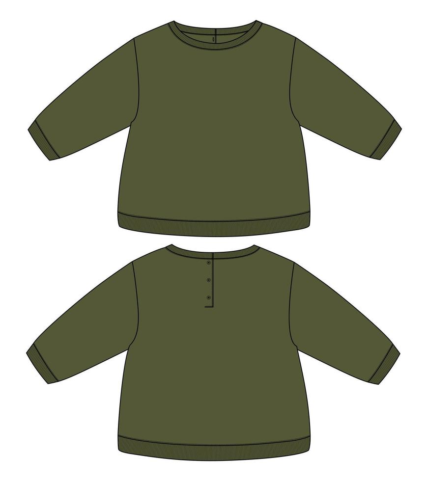 sweat-shirt à manches longues modèle d'illustration vectorielle de croquis plat de mode technique pour les enfants. vecteur