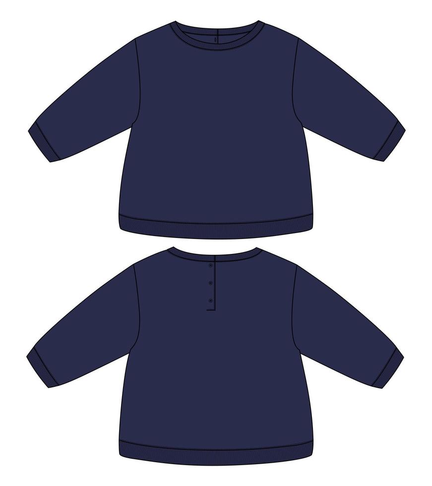 sweat-shirt à manches longues modèle d'illustration vectorielle de croquis plat de mode technique pour les enfants. vecteur