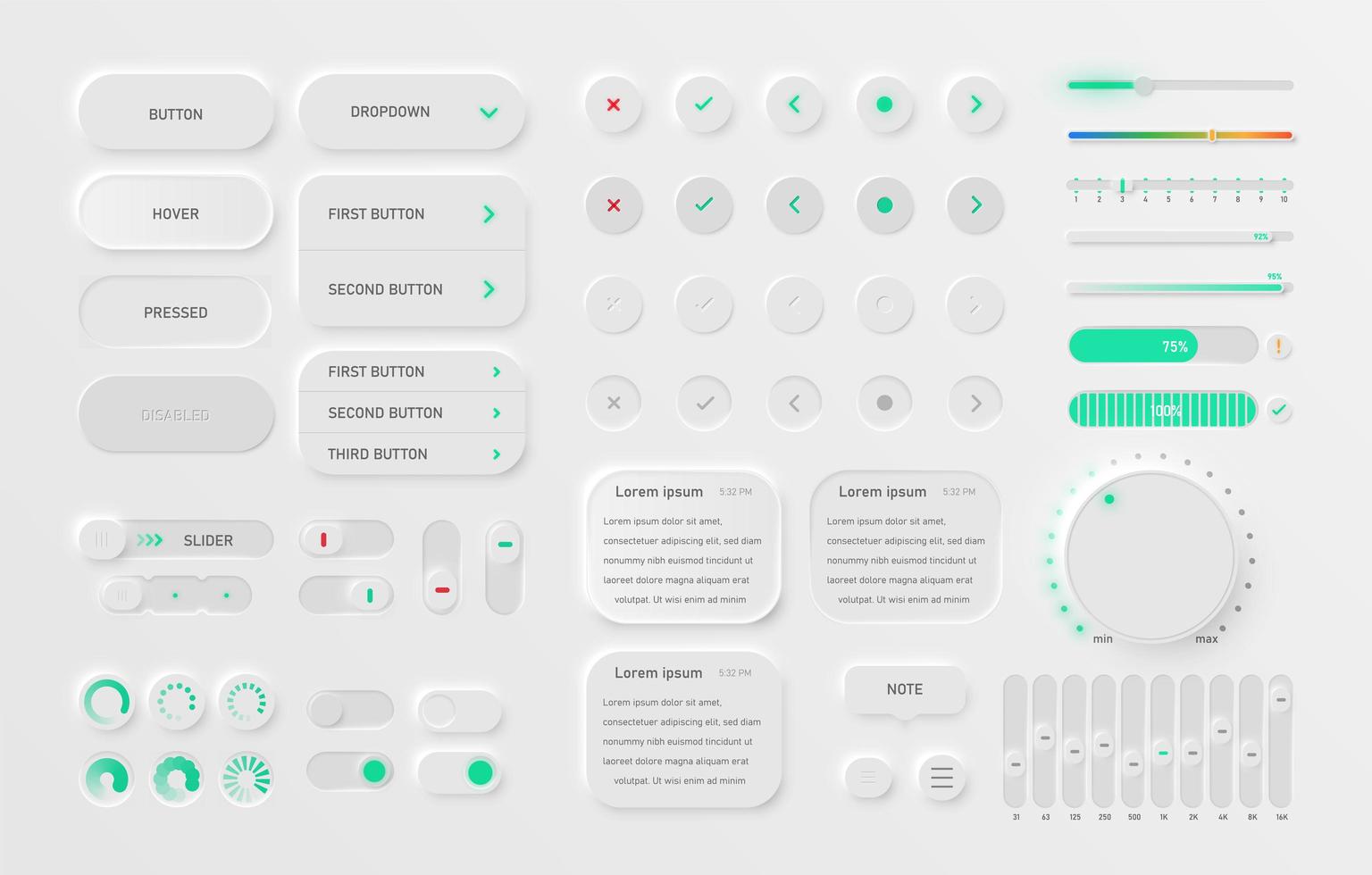 pack d'interface utilisateur blanc vecteur