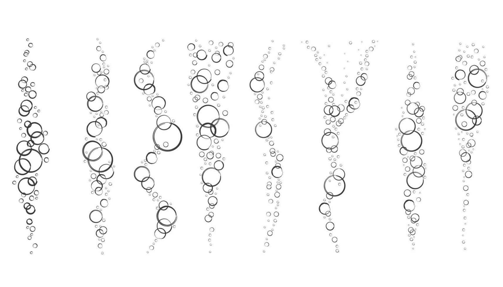 bulles de boisson gazeuse, d'air ou de savon. courants d'eau verticaux. contour doodle illustration vectorielle. vecteur