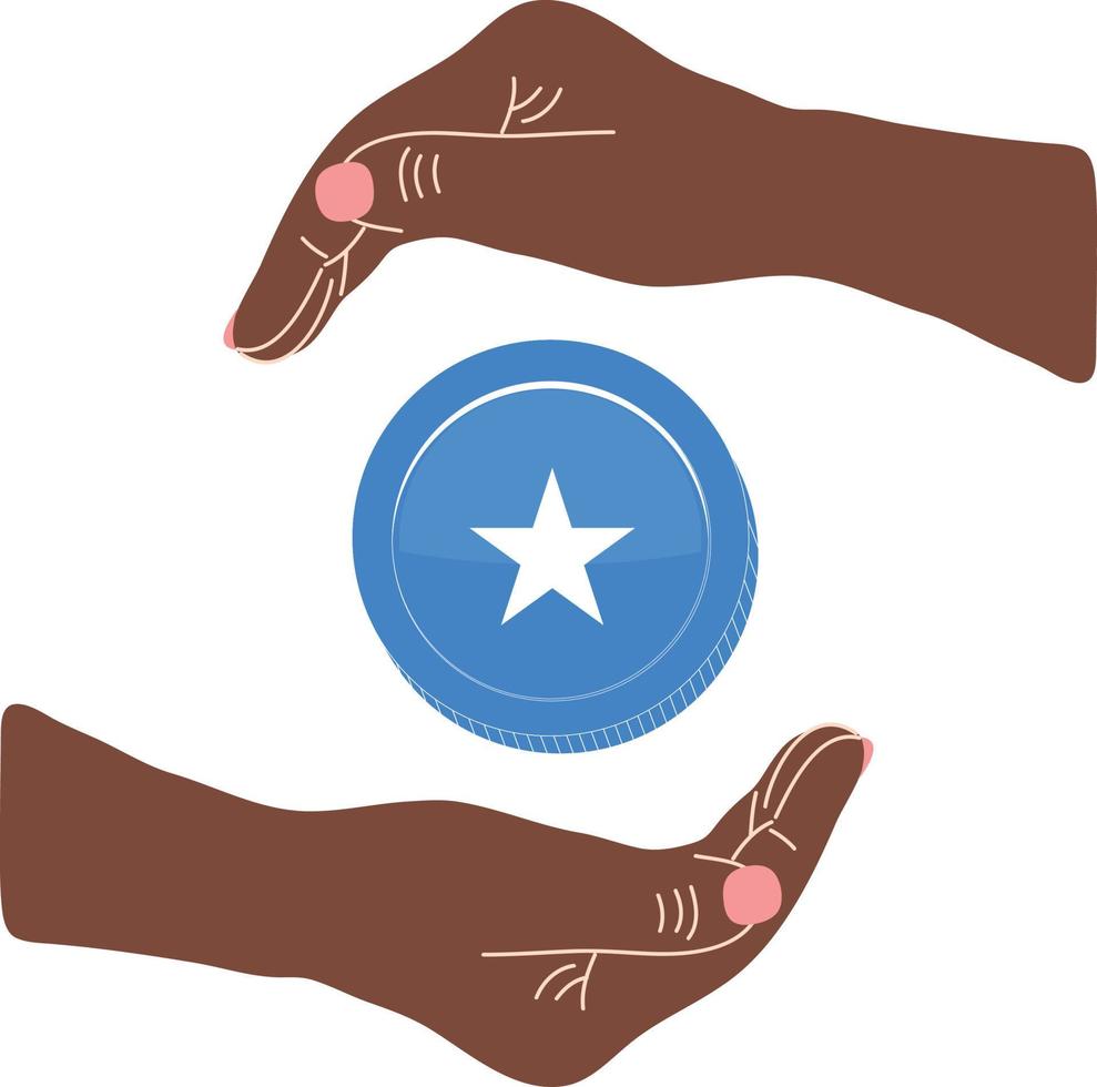 vecteur de drapeau de la somalie dessiné à la main, vecteur de shilling somalien dessiné à la main