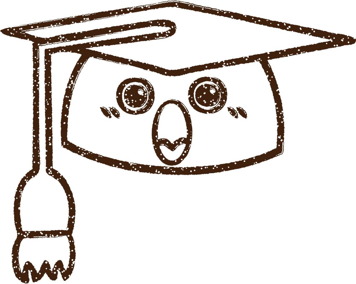 chapeau de graduation dessin au fusain vecteur