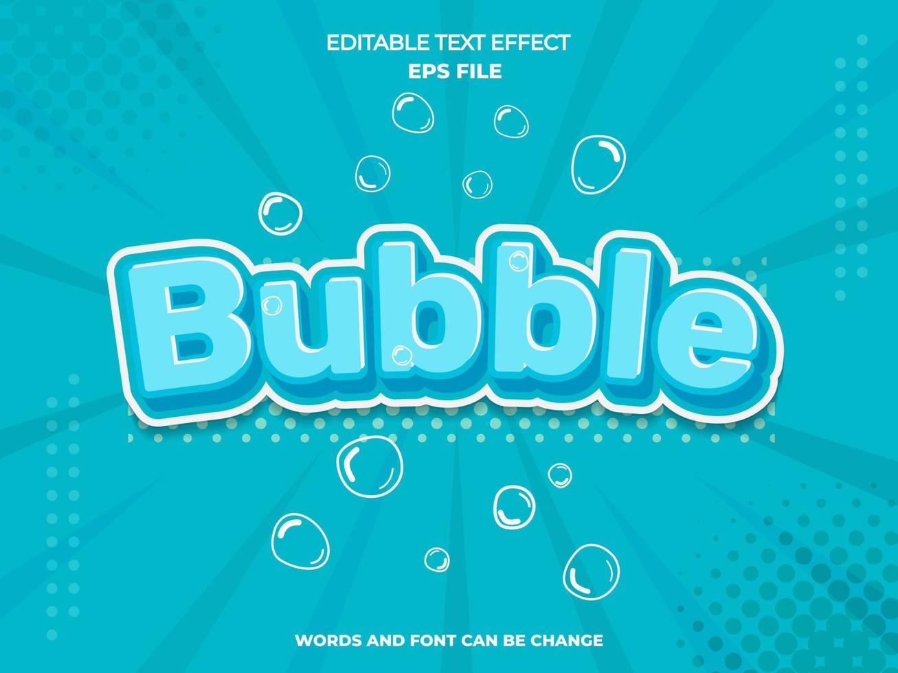 effet de texte bulle, police modifiable, typographie, texte 3d. modèle de vecteur