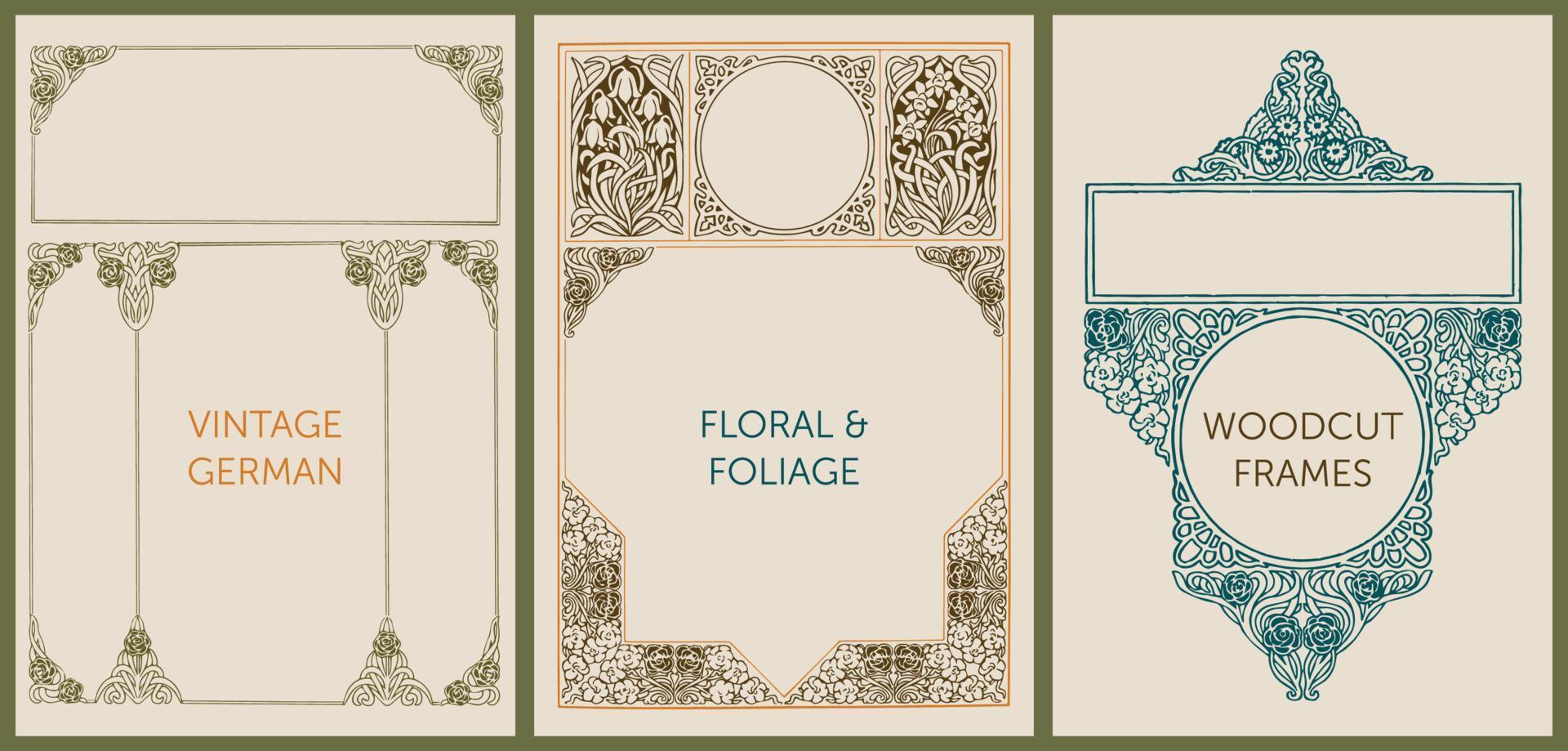 éléments de conception florale de gravure sur bois vintage pour les livres, les invitations, les étiquettes, la conception de menus et l'emballage. fleurs, feuillages, feuilles et ornements. vecteur