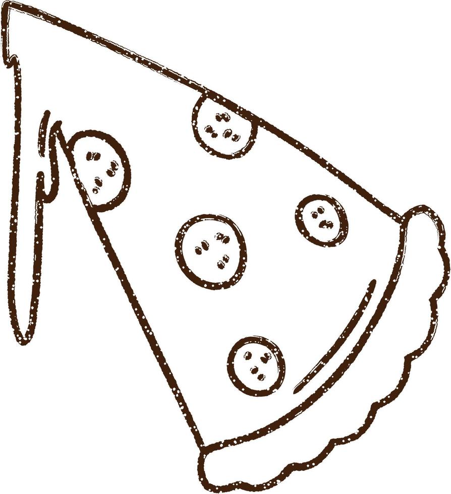 tranche de pizza dessin au fusain vecteur