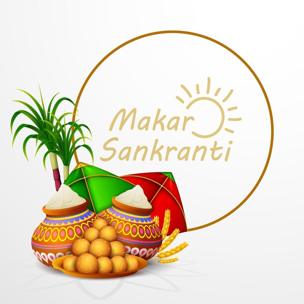 carte de voeux heureux makar sankranti vecteur