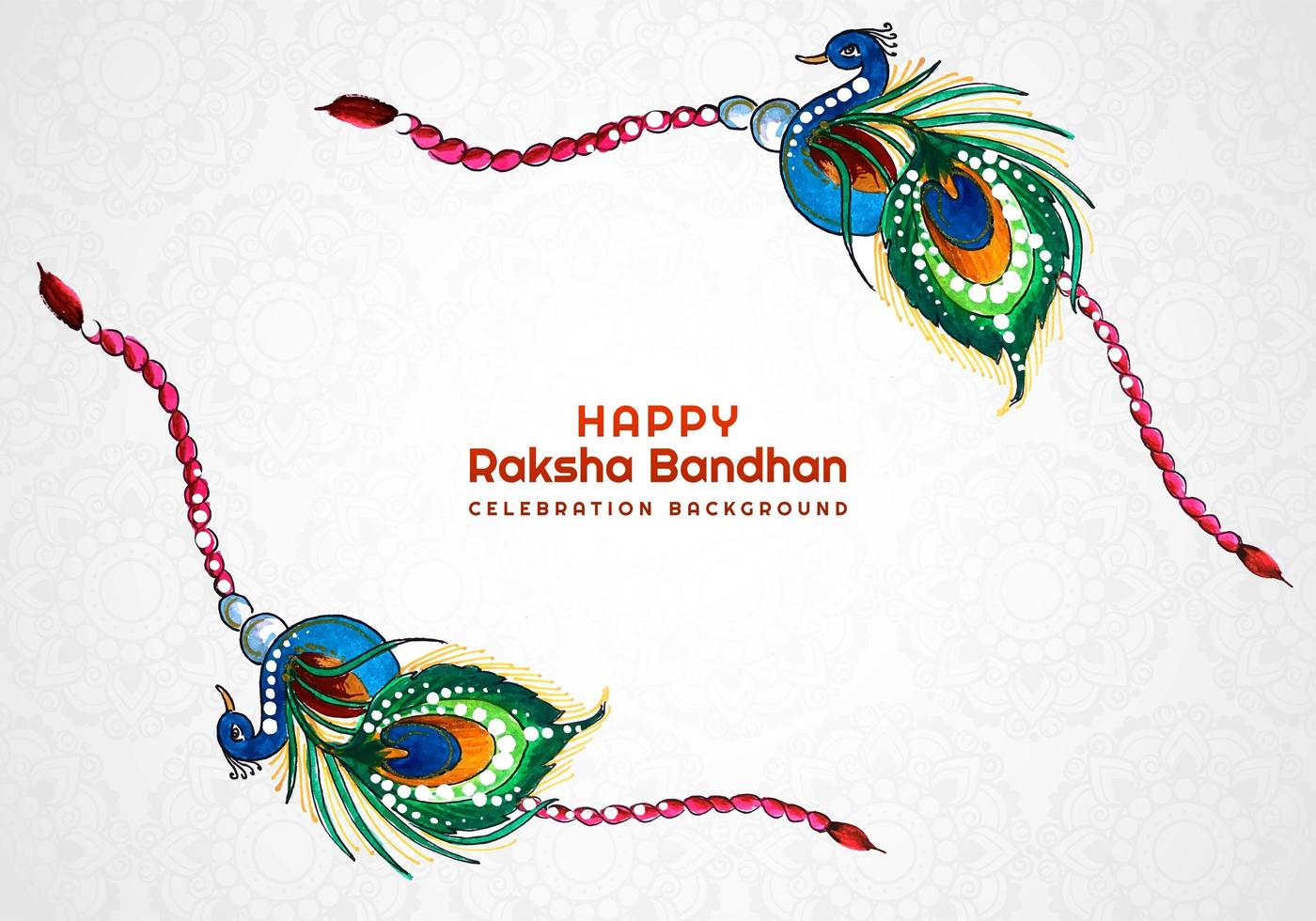 carte de bracelet joyeux raksha bandhan paon vecteur