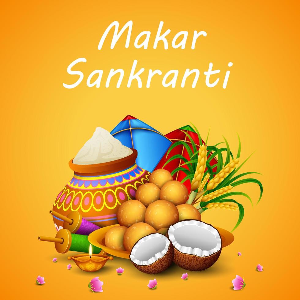 carte de voeux heureux makar sankranti vecteur