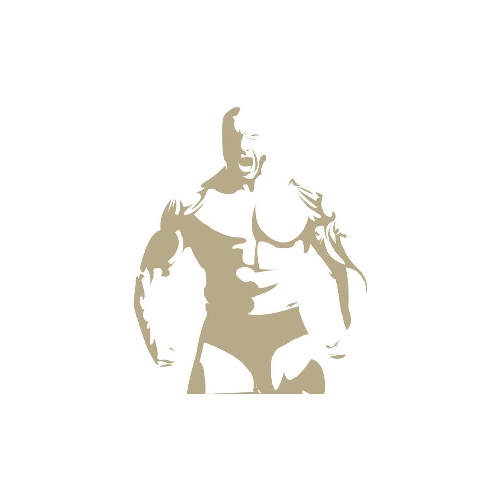 logo d'illustration musculaire forte forme humaine vecteur