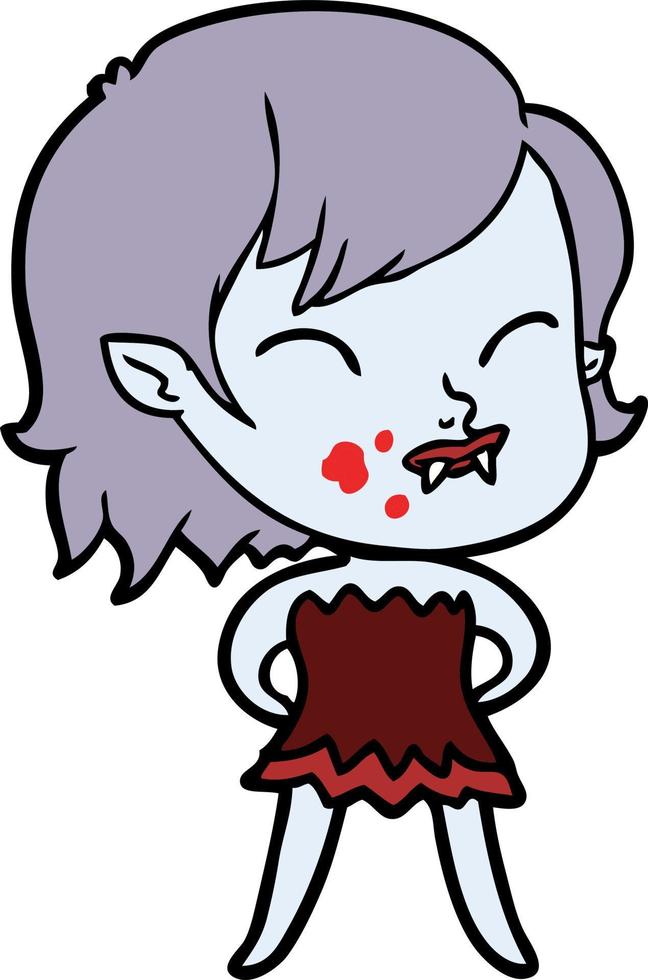 dessin animé vampire fille avec du sang sur la joue vecteur