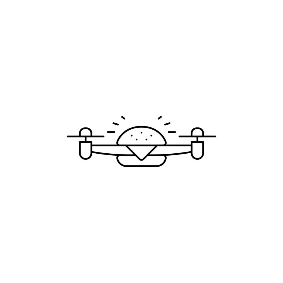 style de ligne d'icône de livraison en ligne avec burger de drone abstrait vecteur