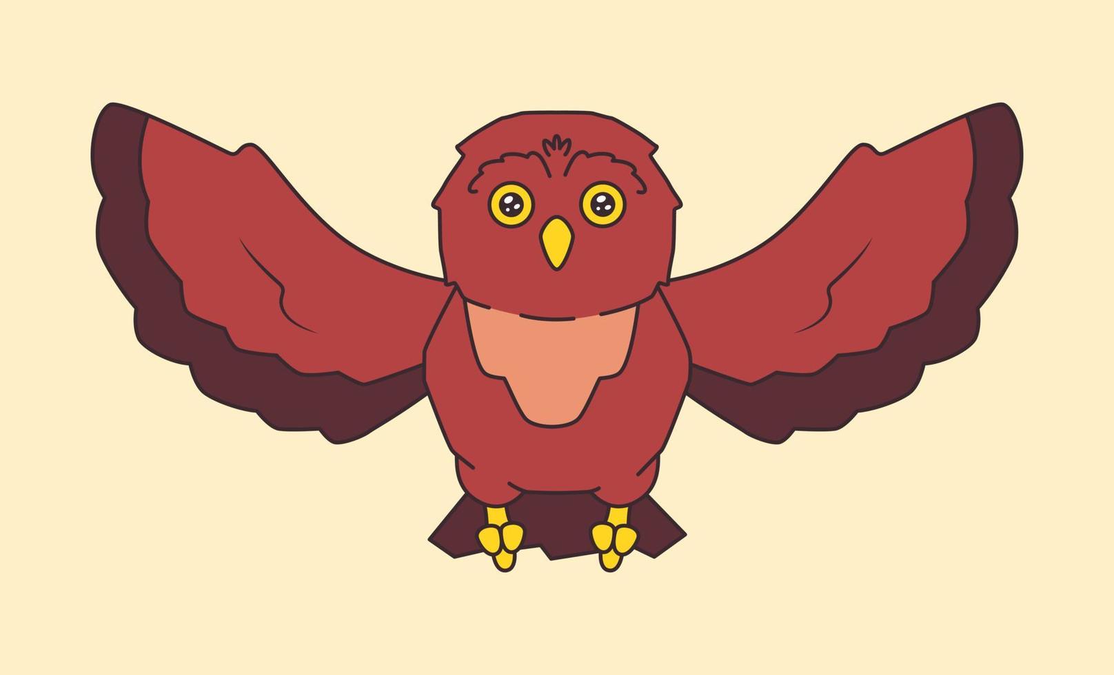 dessin animé mignon hibou volant oiseau illustration vectorielle vecteur