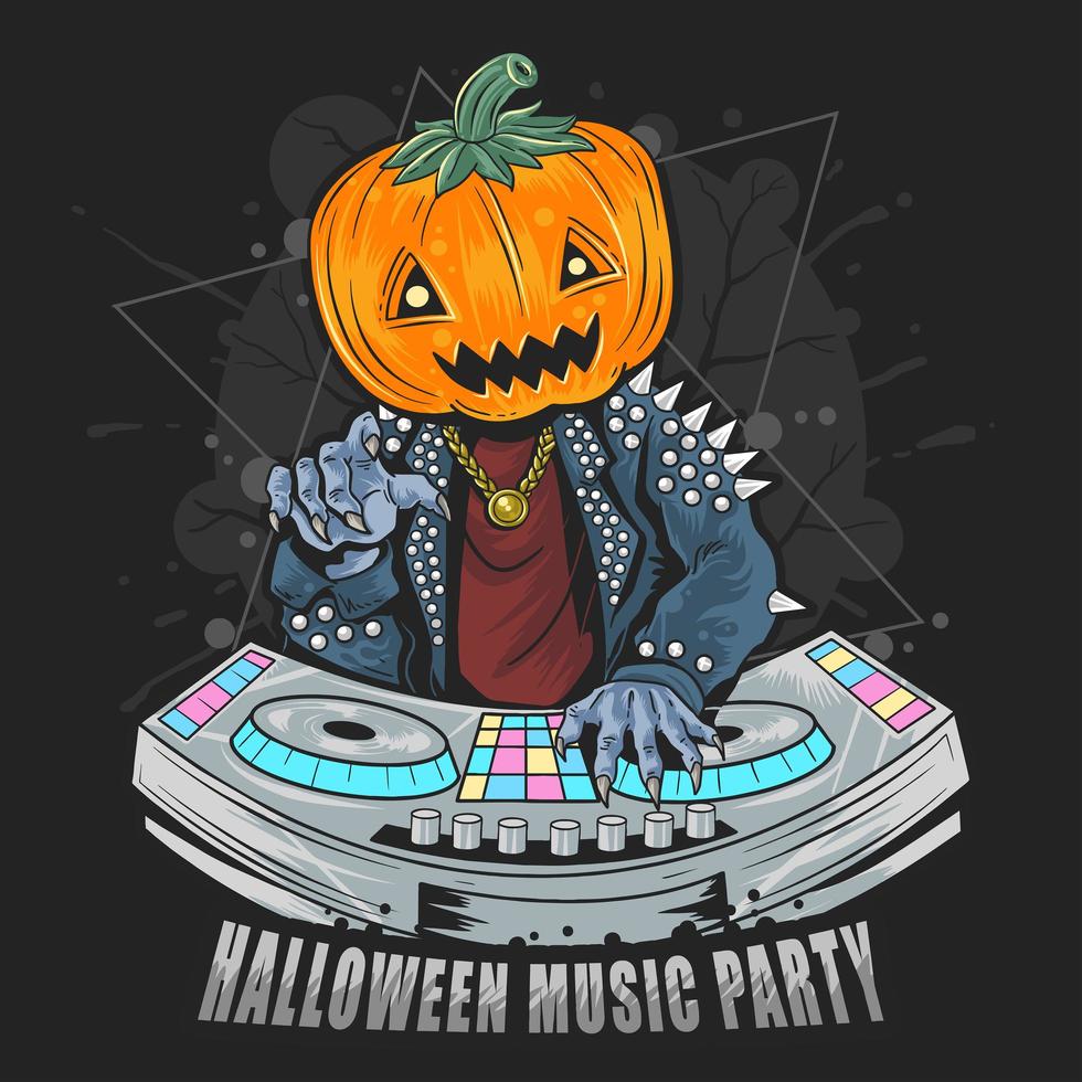 fête d'halloween avec dj vecteur