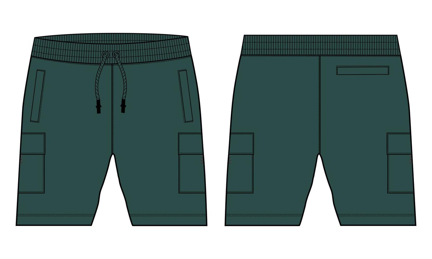 modèle de croquis plat de mode vecteur de shorts de survêtement pour garçons. illustration d'art de mode de dessin technique de jeunes hommes.