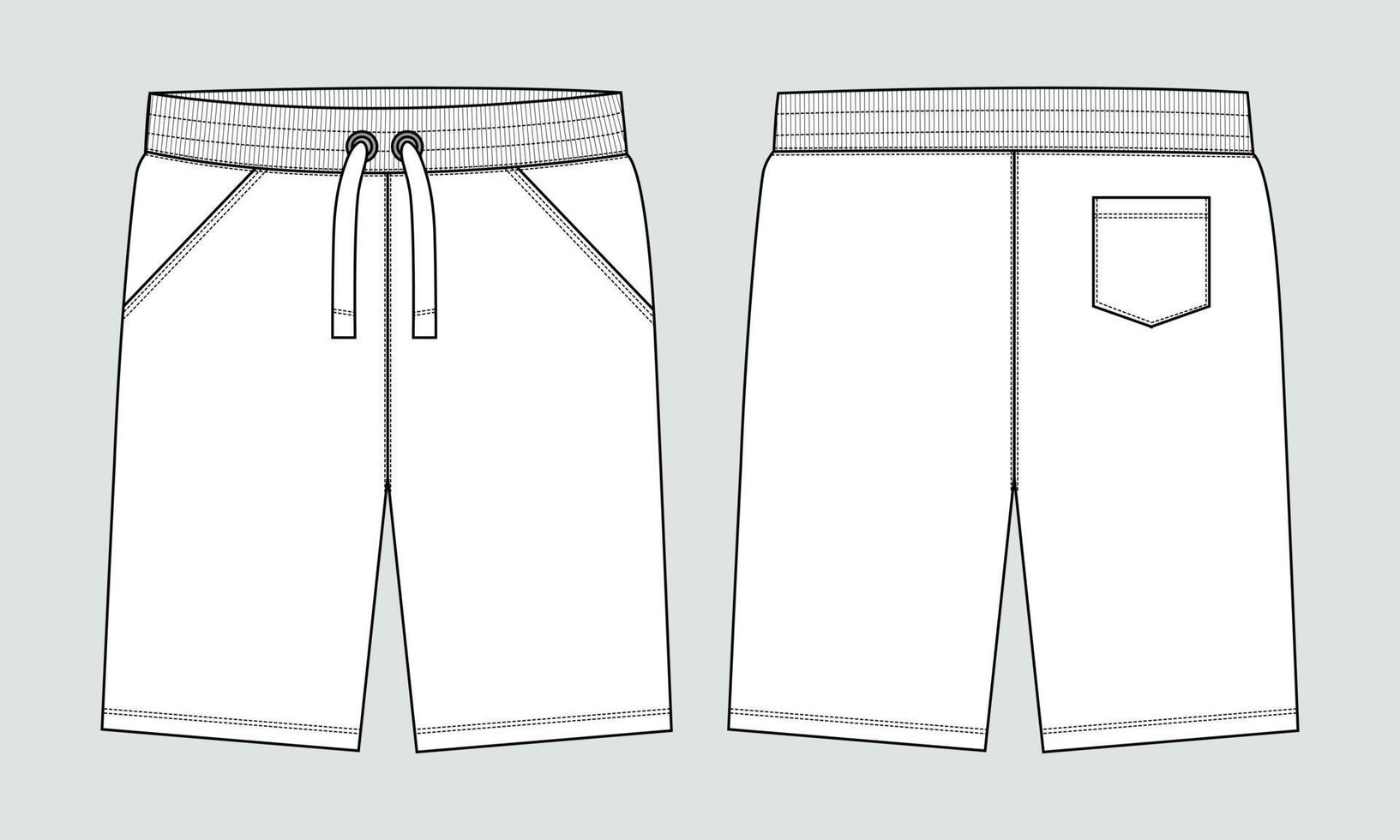 modèle de croquis plat de mode vecteur de shorts de survêtement pour garçons. illustration d'art de mode de dessin technique de jeunes hommes.