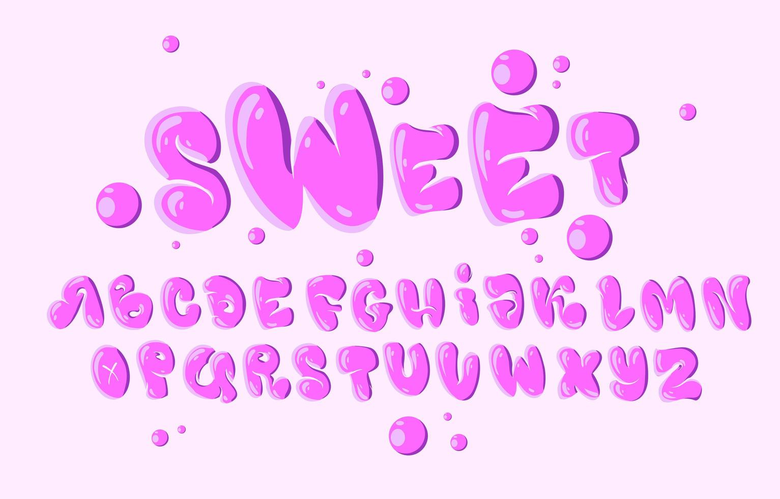 typographie en style bulle rose vecteur