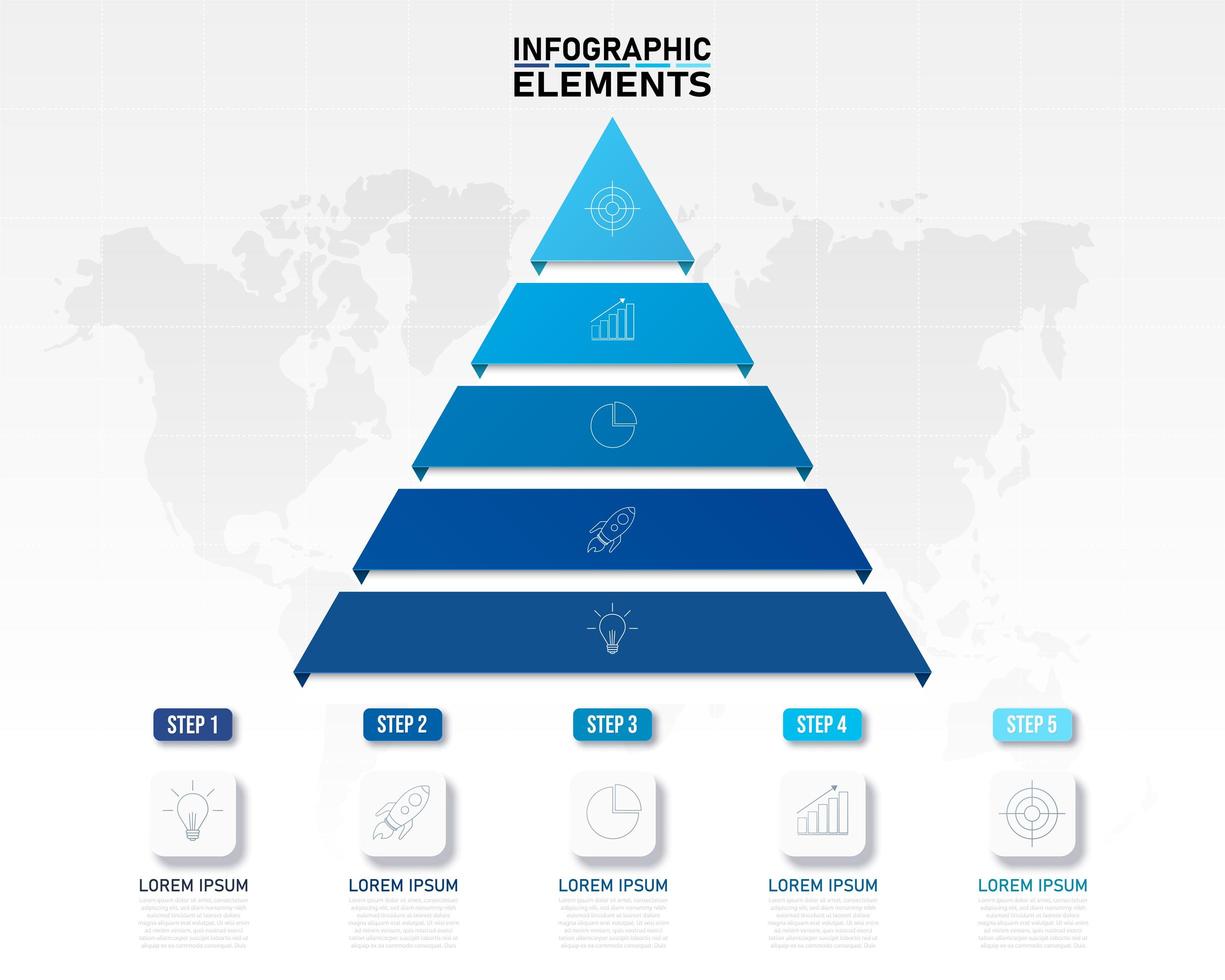 graphique pyramidal bleu pour infographie et présentations vecteur