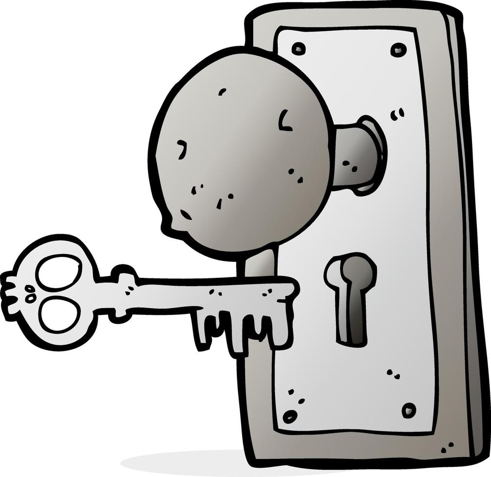 vieux bouton de porte effrayant de dessin animé vecteur