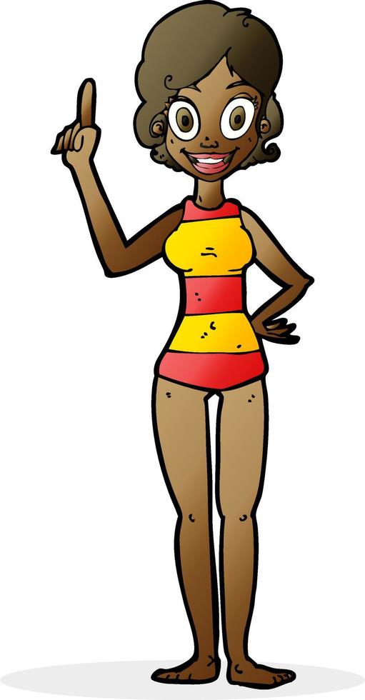 femme de bande dessinée en maillot de bain rayé vecteur