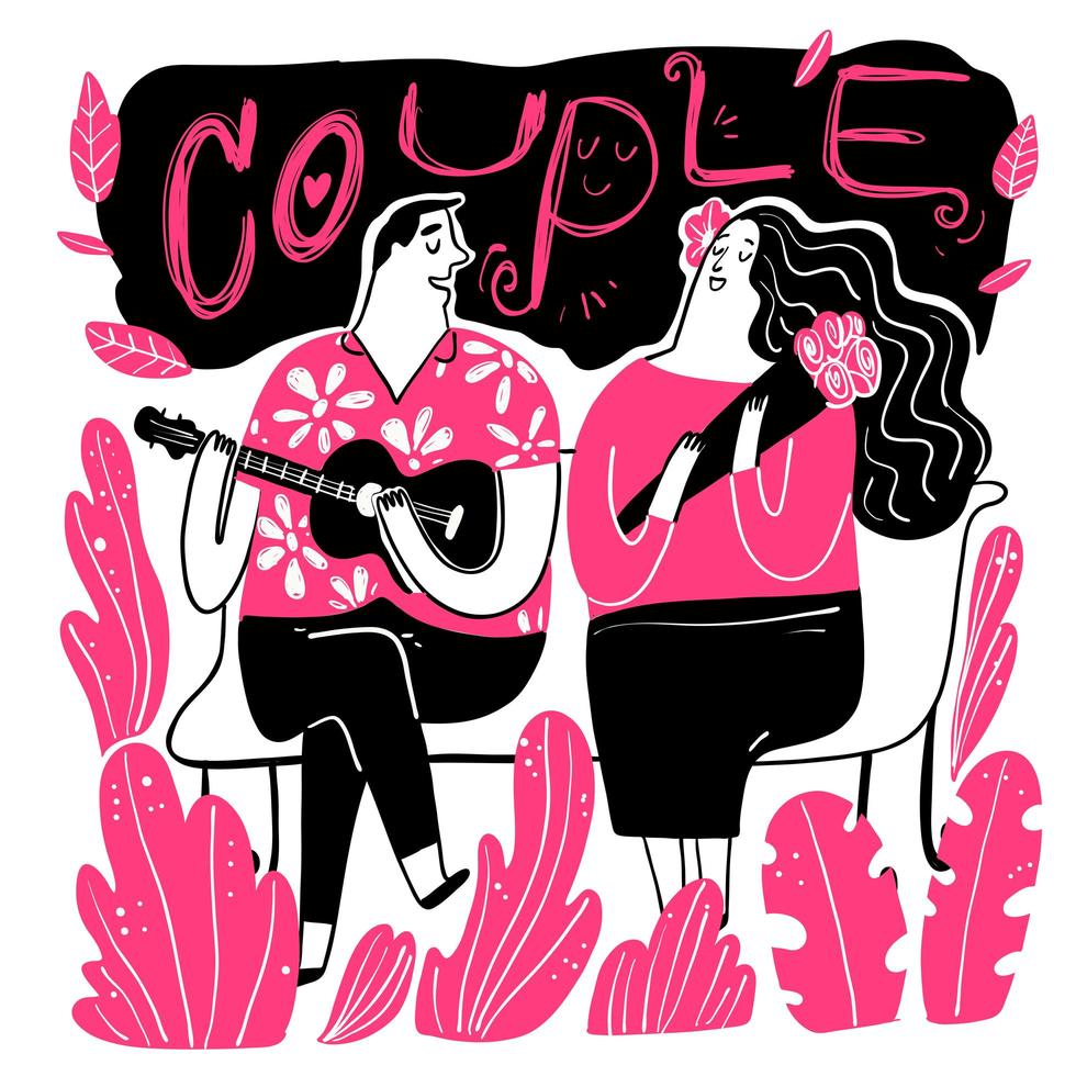 couples chantant sur banc dans parc vecteur