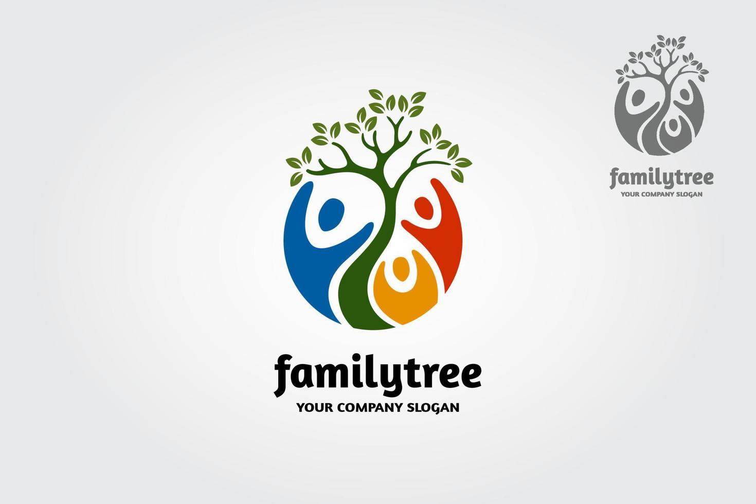 modèle de logo vectoriel arbre généalogique. ce logo combine l'humain avec la feuille verte qui signifie une vie saine, parfait pour une entreprise de santé, un activiste vert, une organisation caritative, des activités communautaires sociales. etc.