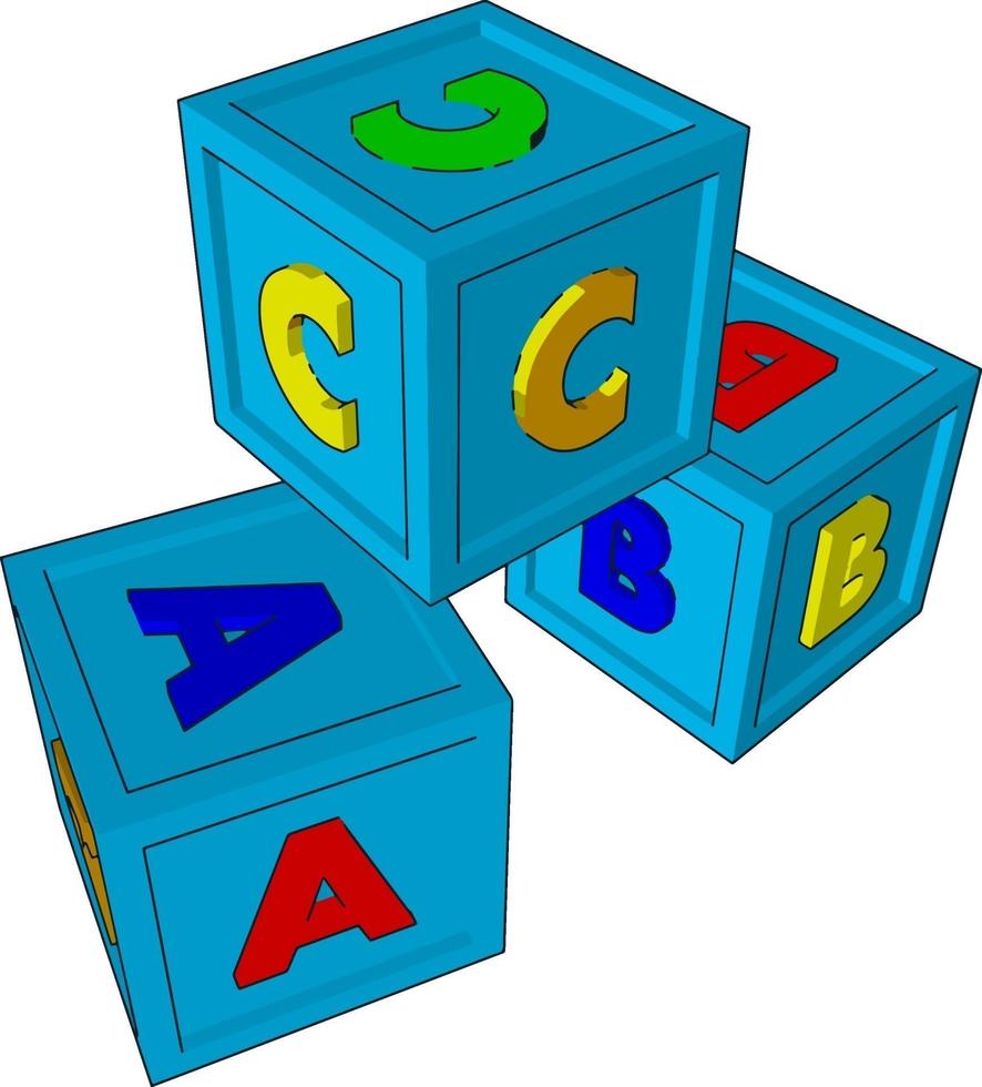 cubes jouets, illustration, vecteur sur fond blanc.