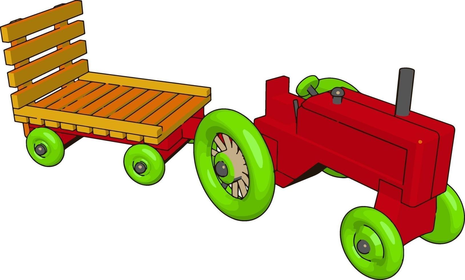 petit traktor rouge, illustration, vecteur sur fond blanc.