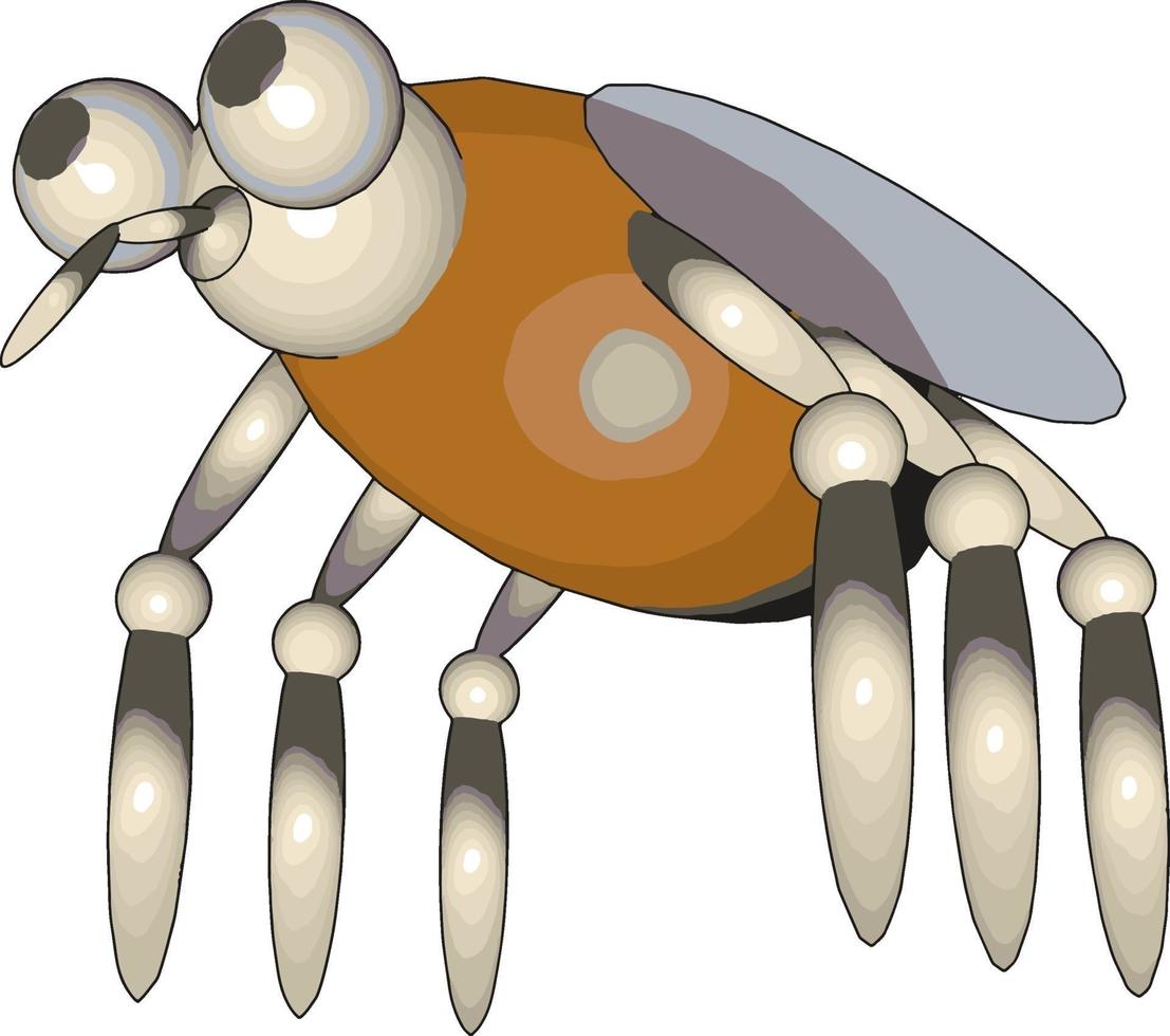 Modèle 3d d'une mouche, illustration, vecteur sur fond blanc.