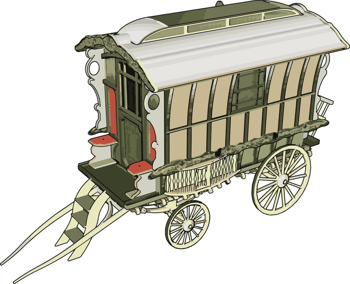 vieux chariot, illustration, vecteur sur fond blanc.